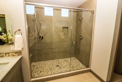 Walk-in Shower with Stone Finishes